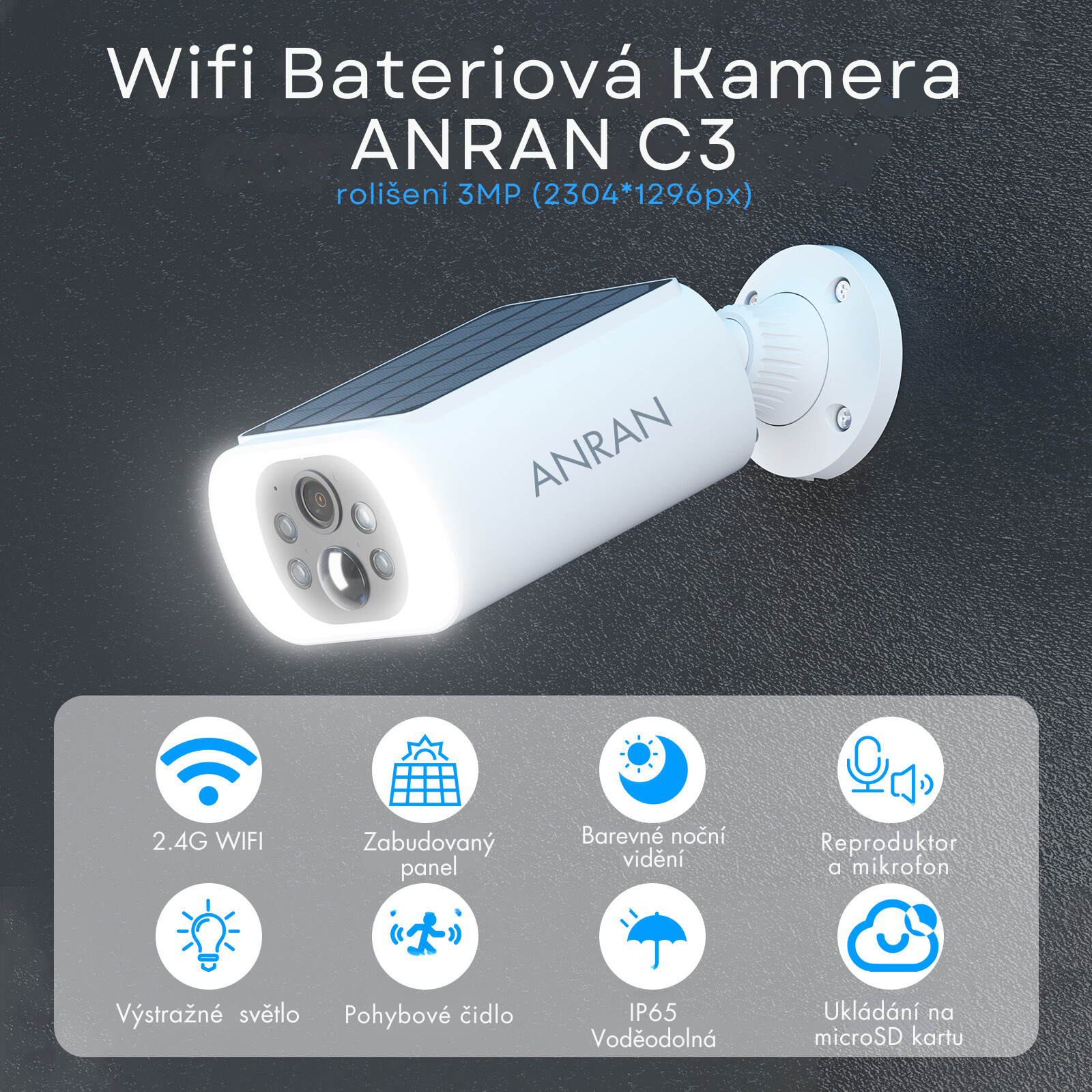 Wifi Bateriová Kamera ANRAN C3 rolišení 3MP